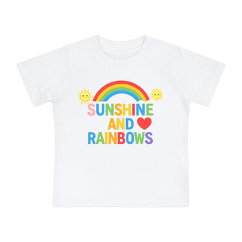 Sunshine and Rainbows Baby Girl T-Shirt – Cute Colorful Rainbow Infant Tee, Happy Sunshine Outfit, 3–24 Months