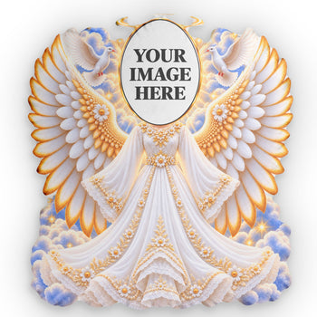 Personalized Angel Wings Photo Pillow – Custom Picture Memorial Pillow, Heavenly Keepsake Gift, Kids Room Decor