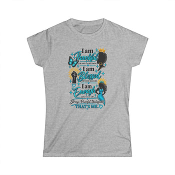 I Am Thankful I Am Blessed I Am Enough Women's Graphic T-Shirt – Inspirational Self Love Affirmation Tee, Empowerment Shirt