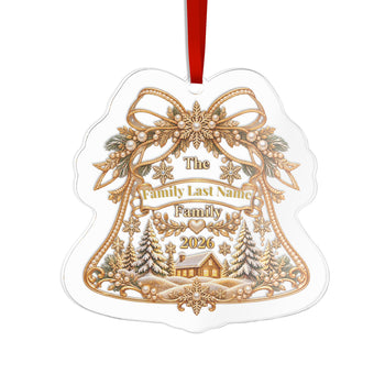 Personalized Family Christmas Bell Ornament 2026 – Custom Last Name Christmas Tree Decoration, Gold Family Keepsake Gift