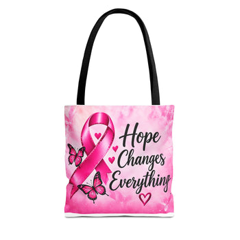 Breast Cancer Awareness Tote Bag Hope Changes Everything Pink Ribbon Tote
