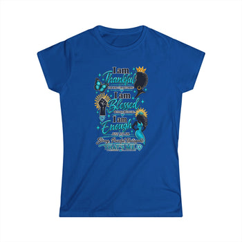 I Am Thankful I Am Blessed I Am Enough Women's Graphic T-Shirt – Inspirational Self Love Affirmation Tee, Empowerment Shirt