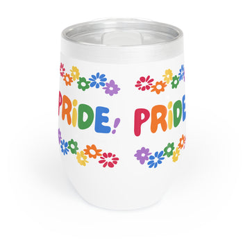 Rainbow Pride Wine Tumbler – Colorful Floral LGBTQ+ Pride Cup, Insulated Stainless Steel Drinkware, Love Is Love Gift