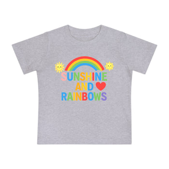 Sunshine and Rainbows Baby Girl T-Shirt – Cute Colorful Rainbow Infant Tee, Happy Sunshine Outfit, 3–24 Months