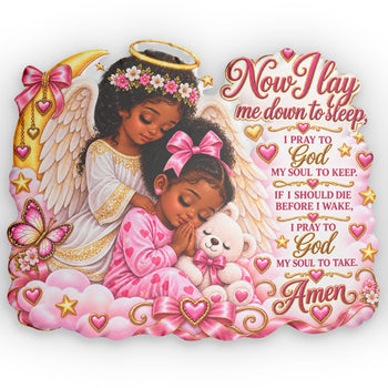 Now I Lay Me Down to Sleep Angel Prayer Pillow – Girls Custom Shaped Kids Prayer Pillow, Pink Guardian Angel Keepsake Gift