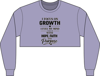 Women's Growth Hope Faith & Purpose Cropped Sweatshirt – Inspirational Motivational Pullover