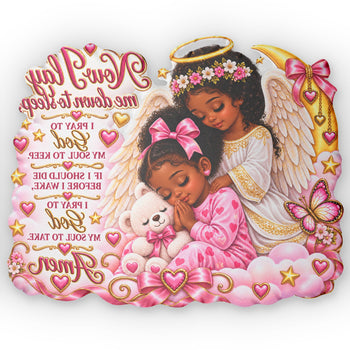 Now I Lay Me Down to Sleep Angel Prayer Pillow – Girls Custom Shaped Kids Prayer Pillow, Pink Guardian Angel Keepsake Gift