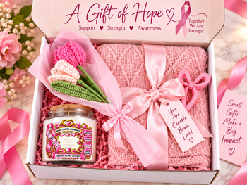 Breast Cancer Awareness Gift Box – Pink Ribbon Hope & Strength Care Package, Survivor Support Gift Set for Women