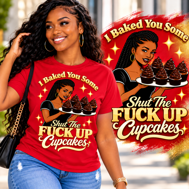 I Baked You Some Shut the Fuck Up Cupcakes T-Shirt – Funny Sarcastic Women's Graphic Tee
