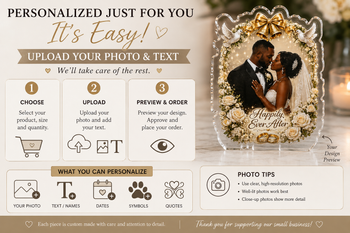 Personalized Wedding Photo Acrylic Keepsake – Custom Bride and Groom Picture Gift, Happily Ever After Wedding Decoration
