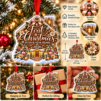 First Christmas in Our New Home 2026 Acrylic Ornament – New House Christmas Keepsake, Housewarming Gift, Holiday Tree Decoration