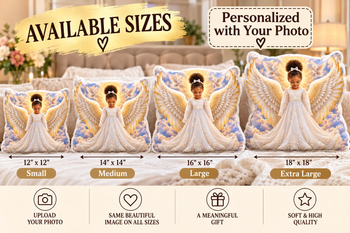 Personalized Angel Wings Photo Pillow – Custom Picture Memorial Pillow, Heavenly Keepsake Gift, Kids Room Decor