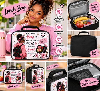 Inspirational Lunch Bag for Women & Girls – Fuel Your Body, Nourish Your Mind, Chase Your Dreams Insulated Lunch Box