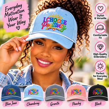 I Choose Positivity Embroidered Baseball Cap – Colorful Motivational Hat, Positive Vibes Everyday Cap