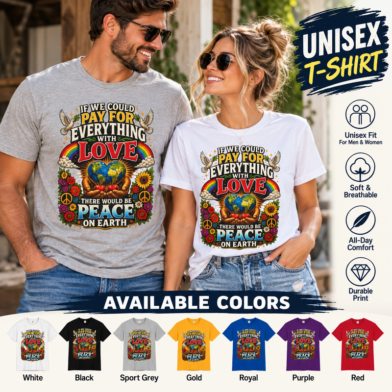 If We Could Pay for Everything With Love There Would Be Peace on Earth Unisex T-Shirt – Inspirational Peace and Love Graphic Tee