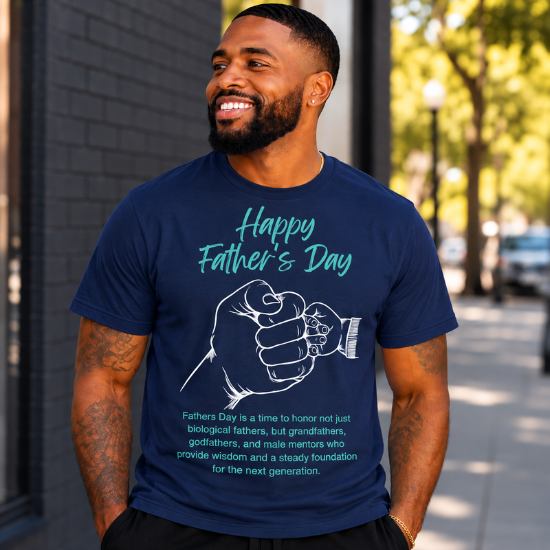 Happy Father's Day Men's T-Shirt – Inspirational Fatherhood Graphic Tee, Fist Bump Design, Gift for Dad, Grandpa, Godfather or Mentor