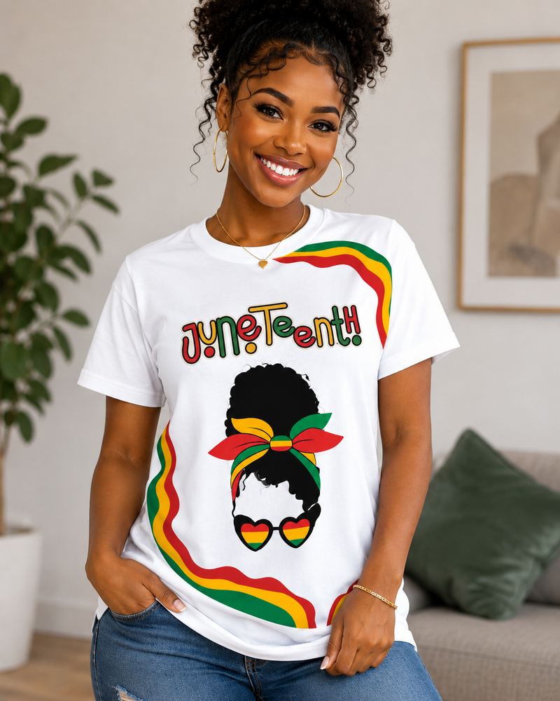 Juneteenth Women's T-Shirt – Black Girl Magic Graphic Tee, Red Black Green and Gold African American Heritage Celebration Shirt