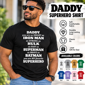 Daddy You're My Favorite Superhero Men's T-Shirt – Superhero Dad Graphic Tee, Father's Day Gift, Birthday Gift for Dad