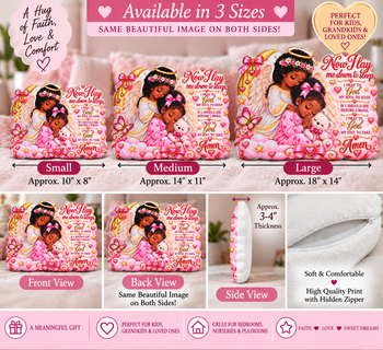 Now I Lay Me Down to Sleep Angel Prayer Pillow – Girls Custom Shaped Kids Prayer Pillow, Pink Guardian Angel Keepsake Gift