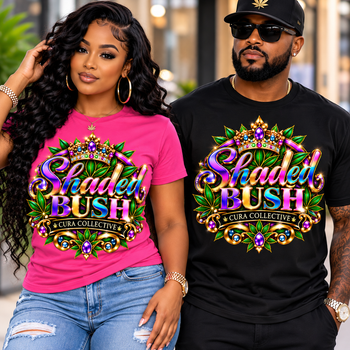 Shaded BUSH™ Cura Collective Crown Graphic T-Shirt – Unisex Colorful Luxury Streetwear Tee, Bold Statement Apparel