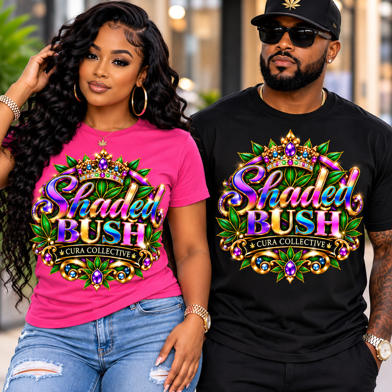Shaded BUSH™ Cura Collective Crown Graphic T-Shirt – Unisex Colorful Luxury Streetwear Tee, Bold Statement Apparel
