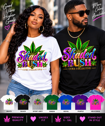 Shaded BUSH™ Cura Collective Graphic T-Shirt – Colorful Statement Tee, Unisex Inspirational Streetwear, Casual Gift
