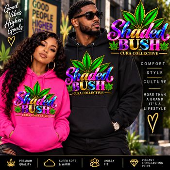 Shaded Bush™ Cura Collective Unisex Hoodie, Colorful Cannabis Leaf Graphic Sweatshirt, 420 Streetwear Gift