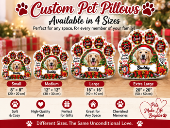 Personalized Christmas Pet Pillow, Custom Dog Photo Pillow, Pet Name Gift, Paw Shaped Holiday Pillow, Christmas Pet Gift