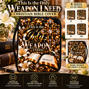 This Is the Only Weapon I Need Bible Cover Christian Zipper Bible Case Faith Gift for Men and Women