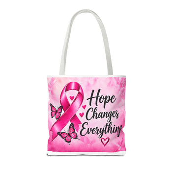 Breast Cancer Awareness Tote Bag Hope Changes Everything Pink Ribbon Tote