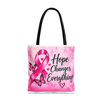 Breast Cancer Awareness Tote Bag Hope Changes Everything Pink Ribbon Tote