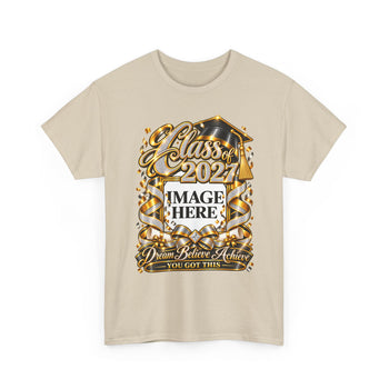 Personalized Class of 2027 Graduation T-Shirt – Custom Graduate Photo Shirt, Black and Gold Unisex Graduation Tee, Front and Back Print