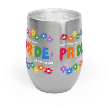 Rainbow Pride Wine Tumbler – Colorful Floral LGBTQ+ Pride Cup, Insulated Stainless Steel Drinkware, Love Is Love Gift