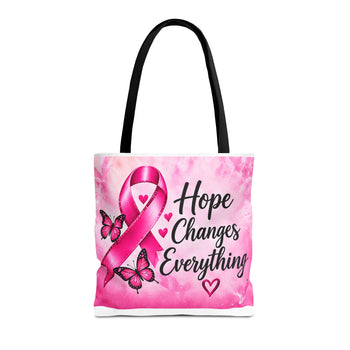 Breast Cancer Awareness Tote Bag Hope Changes Everything Pink Ribbon Tote
