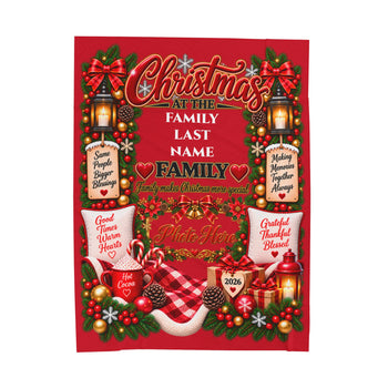 Personalized Family Christmas Blanket 2026 – Custom Photo & Family Name Velvet Plush Throw Blanket, Christmas Keepsake Gift