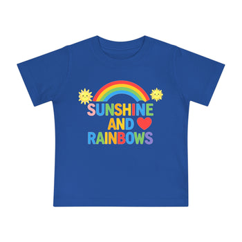 Sunshine and Rainbows Baby Girl T-Shirt – Cute Colorful Rainbow Infant Tee, Happy Sunshine Outfit, 3–24 Months