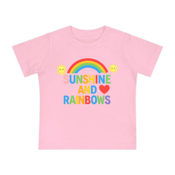 Sunshine and Rainbows Baby Girl T-Shirt – Cute Colorful Rainbow Infant Tee, Happy Sunshine Outfit, 3–24 Months