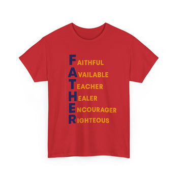Father Definition Men's Christian T-Shirt – Faithful Available Teacher Healer Encourager Righteous, Inspirational Dad Gift