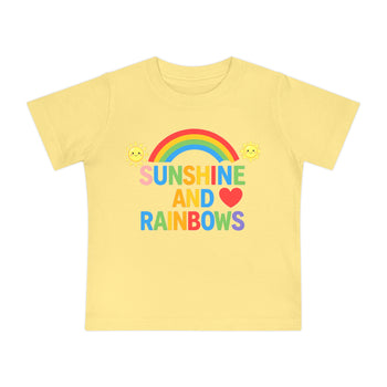 Sunshine and Rainbows Baby Girl T-Shirt – Cute Colorful Rainbow Infant Tee, Happy Sunshine Outfit, 3–24 Months