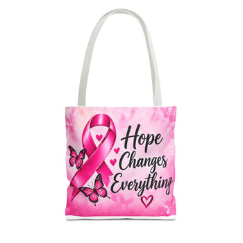 Breast Cancer Awareness Tote Bag Hope Changes Everything Pink Ribbon Tote