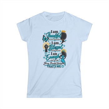 I Am Thankful I Am Blessed I Am Enough Women's Graphic T-Shirt – Inspirational Self Love Affirmation Tee, Empowerment Shirt