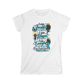 I Am Thankful I Am Blessed I Am Enough Women's Graphic T-Shirt – Inspirational Self Love Affirmation Tee, Empowerment Shirt