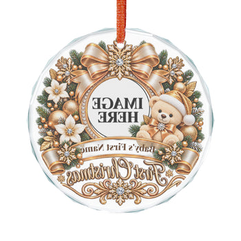 Personalized Baby’s First Christmas 2026 Crystal Glass Ornament – Custom Baby Photo & Name Keepsake Gift