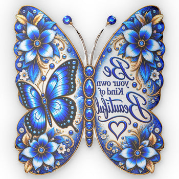 Butterfly Shaped Pillow Be Your Own Kind of Beautiful Pillow Blue Butterfly Decor Inspirational Gift for Her Unique Butterfly Gift