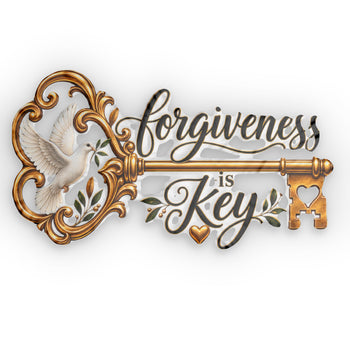 Forgiveness Is Key Decorative Shaped Pillow – Inspirational Faith Pillow, Gold Key and Dove Accent, Meaningful Gift
